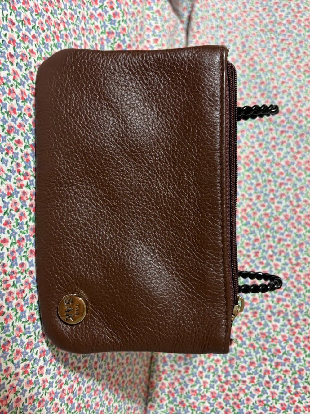 The Sak Brown Pebbled Leather Coin Purse Pouch Mini Zipper Clutch Wallet